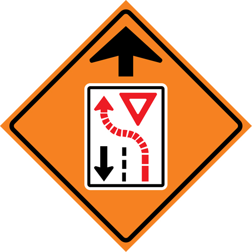 Yield Ahead Roll-Up Traffic Sign, 29-1/2" x 29-1/2", Vinyl, Pictogram Seagulf Marine Industries Inc.