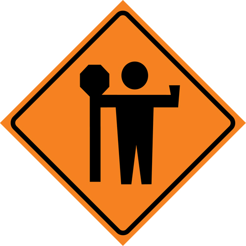 Flagman Roll-Up Sign Traffic Sign, 29-1/2" x 29-1/2", Vinyl, Pictogram Seagulf Marine Industries Inc.