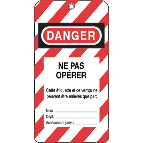 &eacute;tiquettes de verrouillage, Plastique, 3" la x 5-3/4" h, Français Seagulf Marine Industries Inc.
