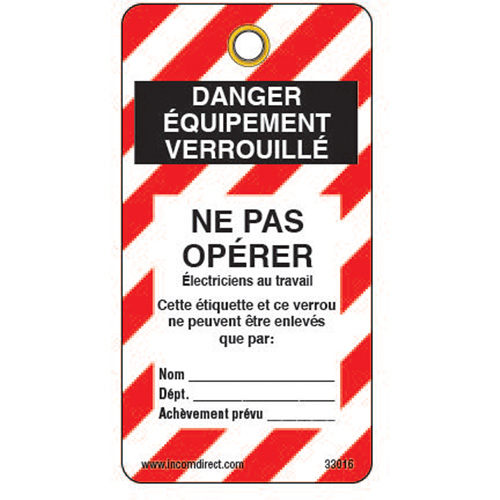 &eacute;tiquettes de verrouillage, Plastique, 3" la x 5-3/4" h, Français Seagulf Marine Industries Inc.