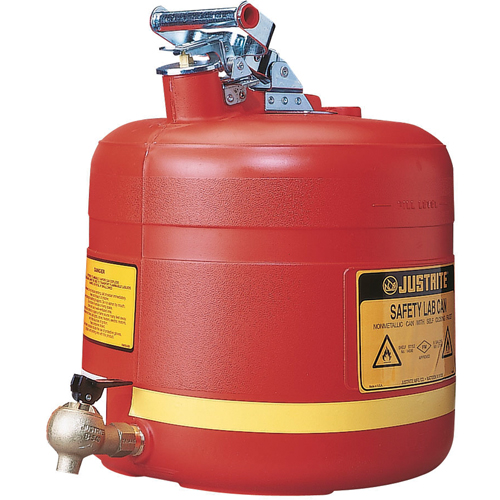 Bidon avec robinet s&eacute;curitaires pour laboratoires, Type I, Acier, 5 gal. US, Rouge, Homologu&eacute; FM Seagulf Marine Industries Inc.