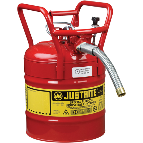 Bidons s&eacute;curitaires D.O.T. de AccuFlow, Type II, Acier, 5 gal. US, Rouge, Homologu&eacute; FM Seagulf Marine Industries Inc.