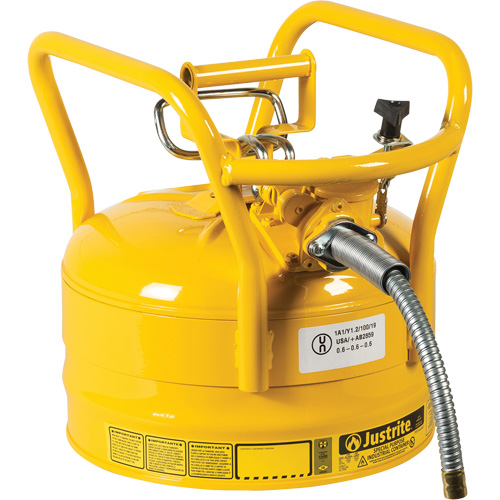 Bidons s&eacute;curitaires D.O.T. de AccuFlow, Type II, Acier, 2,5 gal. US, Jaune, Homologu&eacute; FM Seagulf Marine Industries Inc.