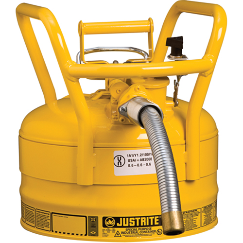 Bidons s&eacute;curitaires D.O.T. de AccuFlow, Type II, Acier, 2,5 gal. US, Jaune, Homologu&eacute; FM Seagulf Marine Industries Inc.