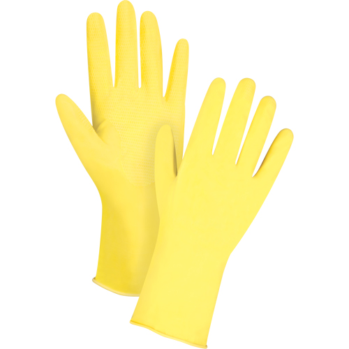 Premium Canary Yellow Chemical-Resistant Gloves, Size Small/7, 12" L, Rubber Latex, Flock-Lined Inner Lining, 15-mil Seagulf Marine Industries Inc.