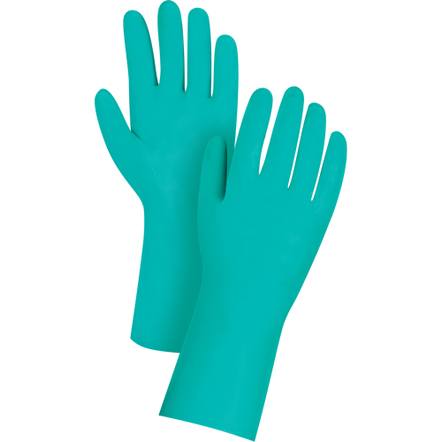 Gants de premi&egrave;re qualit&eacute; &agrave; prise en losange r&eacute;sistants aux produits chimiques, Taille Petit/7, 13" lo, Nitrile, 11 mils Seagulf Marine Industries Inc.