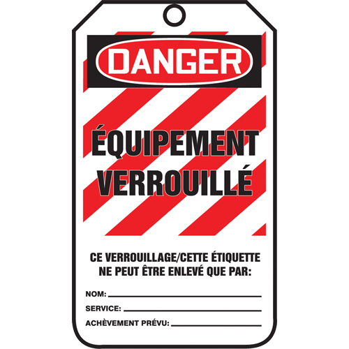 &eacute;tiquettes de verrouillage, Papier cartonn&eacute;, 3-3/8" la x 5-7/8" h, Français Seagulf Marine Industries Inc.