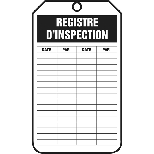 &eacute;tiquettes de s&eacute;curit&eacute; d'inspection et de contr&ocirc;le de l'&eacute;tat de l'&eacute;quipement, Papier cartonn&eacute;, 3-1/8" la x 5-7/8" h, Français Seagulf Marine Industries Inc.