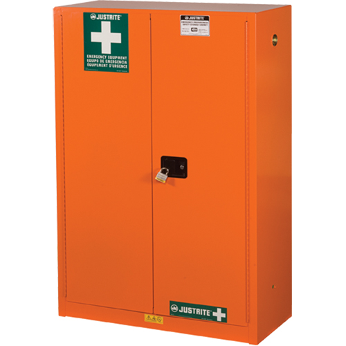 Emergency Preparedness Storage Cabinets, Steel, 4 Shelves, 65" H x 43" W x 18" D, Orange Seagulf Marine Industries Inc.