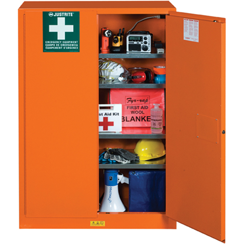 Armoires de rangement pour pr&eacute;paration aux situations d'urgence, Acier, 4 Tablettes, 65" h x 43" la x 18" P, Orange Seagulf Marine Industries Inc.