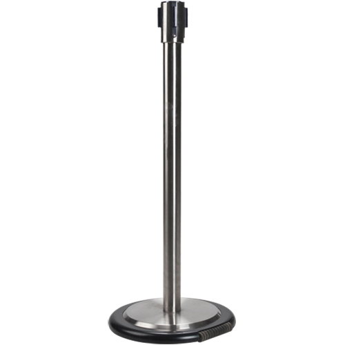 Free-Standing Crowd Control Barrier Receiver Post With Wheels, 35" High, Stainless Seagulf Marine Industries Inc.