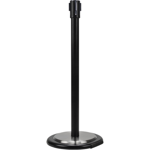 Free-Standing Crowd Control Barrier Receiver Post With Wheels, 35" High, Black Seagulf Marine Industries Inc.