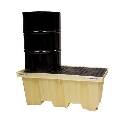 Nestable 2-Drum Poly-Spillpallet With Drain, 66 US gal. Spill Capacity, 51" x 26" x 21" Seagulf Marine Industries Inc.