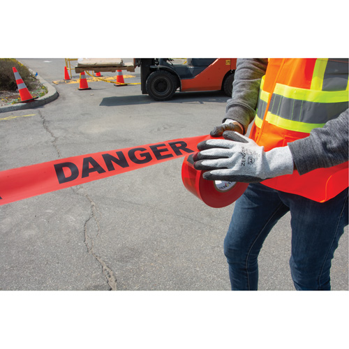 Ruban pour barricade Danger, Bilingue, 3" la x 1000' lo, 1,5 mil, Noir/rouge Seagulf Marine Industries Inc.