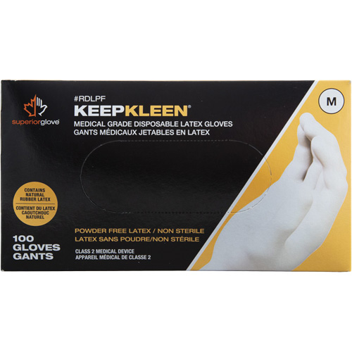 Gants jetables de calibre examen m&eacute;dical KeepKleen, Grand, Latex, 5 mils, Sans poudre, Blanc, Classe 2 Seagulf Marine Industries Inc.