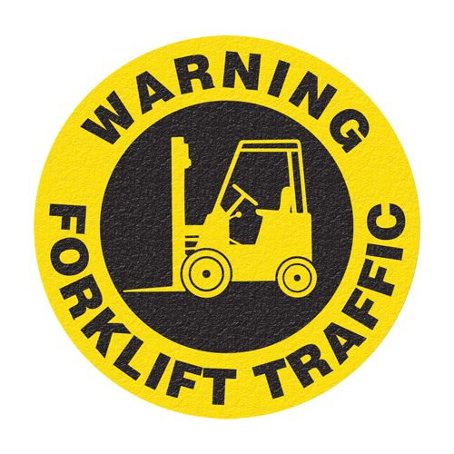 Panneau de signalisation au sol  Warning Forklift Traffic , Adh&eacute;sif, Anglais avec pictogramme Seagulf Marine Industries Inc.