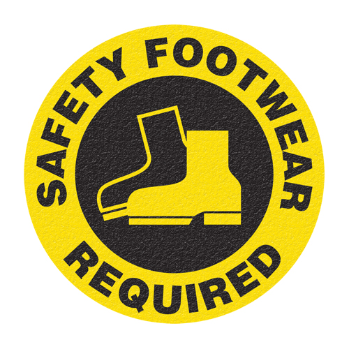 "Safety Footwear" Floor Sign, Adhesive, English with Pictogram Seagulf Marine Industries Inc.