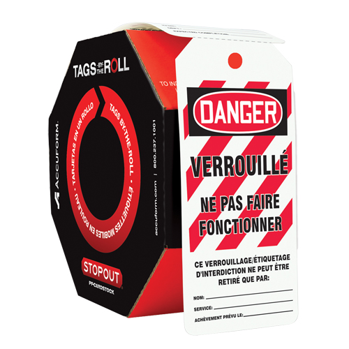 &eacute;tiquettes de s&eacute;curit&eacute; en rouleaux, Plastique, 3" la x 6-1/4" h, Français Seagulf Marine Industries Inc.