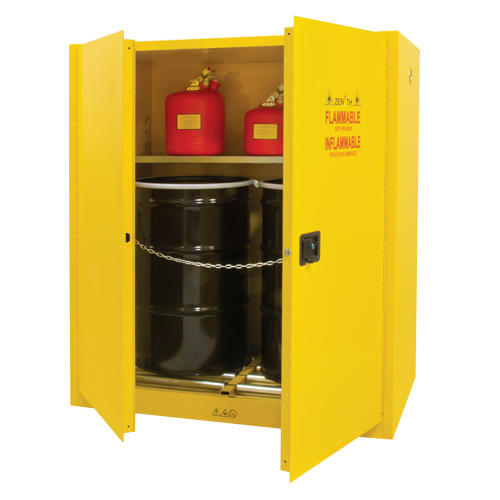 Vertical Drum Storage Cabinet, 110 US gal. Cap., 2 Drums, Yellow Seagulf Marine Industries Inc.