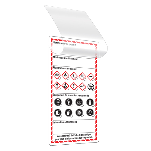 &eacute;tiquettes auto-plastifiantes pour le milieu de travail, Papier cartonn&eacute;, 3" la x 6" h, Français Seagulf Marine Industries Inc.