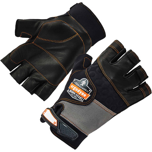 Gants demi-doigts en cuir r&eacute;duisant les impacts ProFlex 901, Petit, Paume en Cuir fleur, Poignet Boucle et crochet Seagulf Marine Industries Inc.