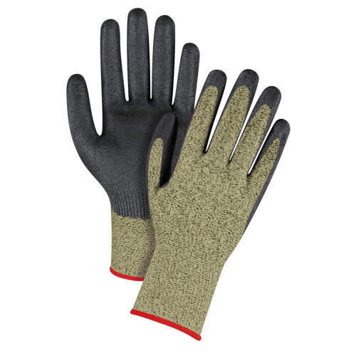 Gants &eacute;lastiques sans coutures r&eacute;sistants &agrave; la coupe noir & jaune, Taille Petit/7, Calibre 13, Rev&ecirc;tement Mousse de nitrile, Enveloppe en Aramide, ASTM ANSI niveau A6 Seagulf Marine Industries Inc.