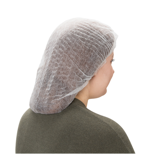 Pleated Bouffant Cap, Polypropylene, 21", White Seagulf Marine Industries Inc.