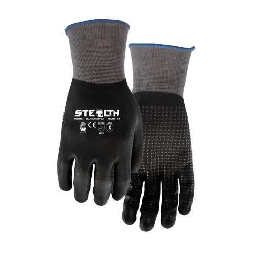 Gants 395 Stealth Blackbird, 7/Petit, R&ecirc;vetement Mousse de nitrile, Calibre 15, Enveloppe en Nylon Seagulf Marine Industries Inc.