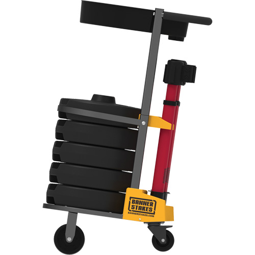 PLUS Barrier Post Cart Kit with Tray, 75' L, Metal, Red Seagulf Marine Industries Inc.