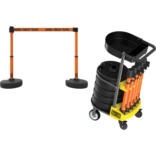 PLUS Barrier Post Cart Kit with Tray, 75' L, Metal, Orange Seagulf Marine Industries Inc.