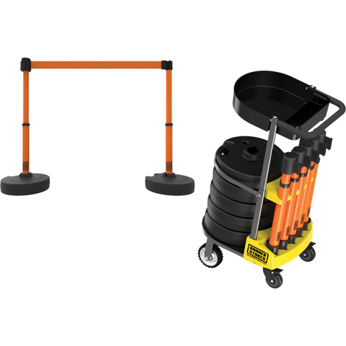 PLUS Barrier Post Cart Kit with Tray, 75' L, Metal, Orange Seagulf Marine Industries Inc.