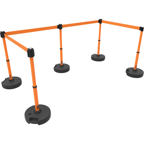 Ensemble de cinq montants pour barri&egrave;re PLUS, Plastique, 42" h, Ruban Orange, Longueur du ruban 15' Seagulf Marine Industries Inc.