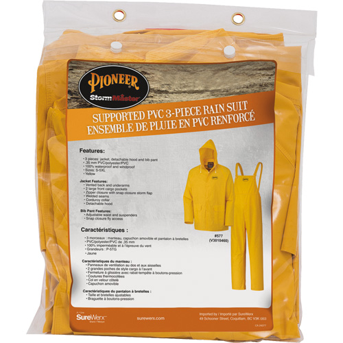 577 3-Piece Rain Suit, Polyester/PVC, 5X-Large, Yellow Seagulf Marine Industries Inc.