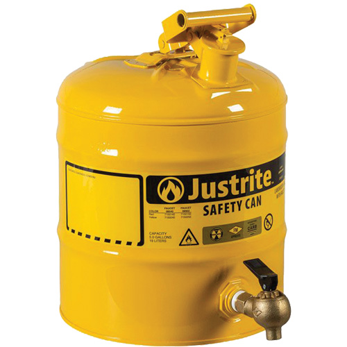 Bidon de s&eacute;curit&eacute; pour tablette, Type I, Acier, 5 gal. US, Jaune, Homologu&eacute; FM Seagulf Marine Industries Inc.