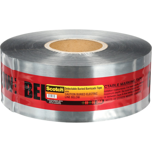 Scotch&reg; Detectable Buried Barricade Tape, English, 3" W x 1000' L, 5 mils, Black on Red Seagulf Marine Industries Inc.