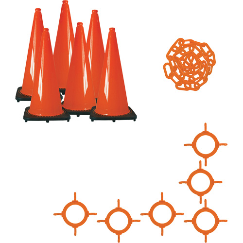 Ensemble de c&ocirc;nes de signalisation et chaînes, 28", Orange Seagulf Marine Industries Inc.