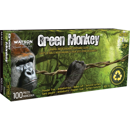 Gants 5559PF Green Monkey, Petit, Nitrile, 4 mils, Sans poudre, Vert Seagulf Marine Industries Inc.