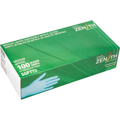 Gants jetables de calibre m&eacute;dical r&eacute;sistants &agrave; la perforation, Moyen, Nitrile, 4,5 mils, Sans poudre, Bleu, Classe 2 Seagulf Marine Industries Inc.