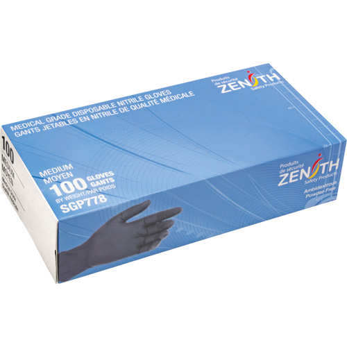 Puncture-Resistant Medical-Grade Disposable Gloves, Medium, Nitrile, 5-mil, Powder-Free, Black, Class 2 Seagulf Marine Industries Inc.