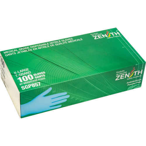 Gants jetables de calibre m&eacute;dical r&eacute;sistants &agrave; la perforation, T-Grand, Nitrile, 3,5 mils, Sans poudre, Bleu, Classe 2 Seagulf Marine Industries Inc.