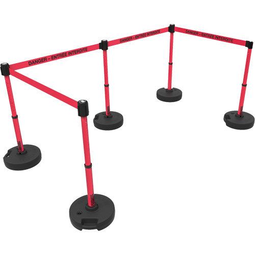 Ensemble de montants pour barri&egrave;re Plus, Plastique, 42" h, Ruban Rouge, Longueur du ruban 15' Seagulf Marine Industries Inc.