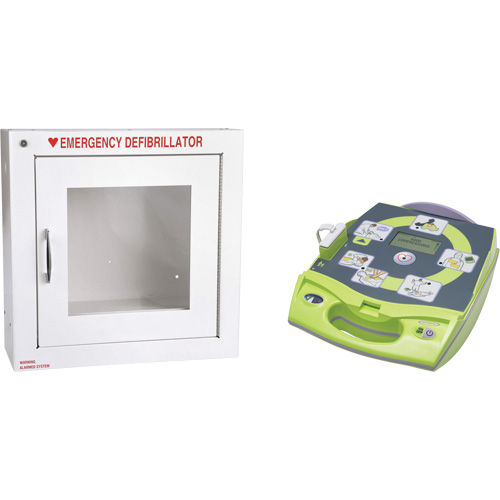 D&eacute;fibrillateur enti&egrave;rement automatis&eacute; AED Plus en anglais avec armoire murale munie d'une alarme, Automatique, Anglais, Classe 4 Seagulf Marine Industries Inc.