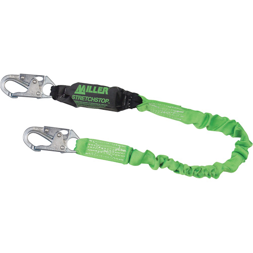 Miller&reg; StretchStop&reg; Shock-Absorbing Lanyard, 6', Locking Snap Hook Center, Locking Snap Hook Leg Ends, Polyester Seagulf Marine Industries Inc.