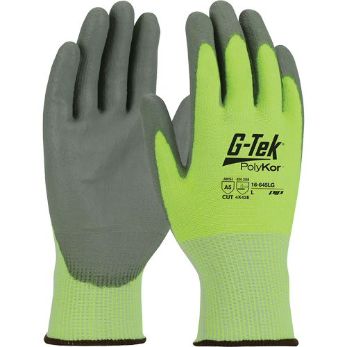 G-Tek&reg; PolyKor&reg; Cut Resistant Gloves, Size Small, 13 Gauge, Polyurethane Coated, Polyethylene Shell, ASTM ANSI Level A5/EN 388 Level E Seagulf Marine Industries Inc.