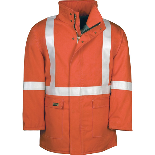 Parka dhiver &agrave; doublure matelass&eacute;e AllOut Westex UltraSoft avec bandes r&eacute;fl&eacute;chissantes, Moyen (grande taille), Orange haute visibilit&eacute;, 46 cal/cm² Seagulf Marine Industries Inc.