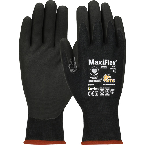 ATG MaxiFlex&reg; Cut Touchscreen Compatible Gloves, Size X-Small, 15 Gauge, Foam Nitrile Coated, Polyester/Kevlar&reg; Shell, ASTM ANSI Level A4/EN 388 Level 3/EN 388 Level D Seagulf Marine Industries Inc.