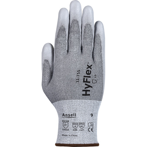 HyFlex&reg; 11-755 Cut Resistant Gloves, Size 6, 18 Gauge, Polyurethane Coated, Polyester/HPPE/Tungsten/Spandex Shell, ASTM ANSI Level A5/EN 388 Level E Seagulf Marine Industries Inc.