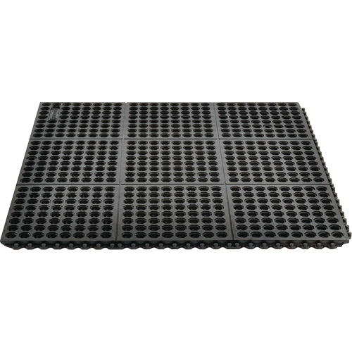 Tapis antifatigue &agrave; imbrication Cushion-Ease 550, &agrave; fentes, 3' x 3' x 3/4", Noir, Caoutchouc Seagulf Marine Industries Inc.
