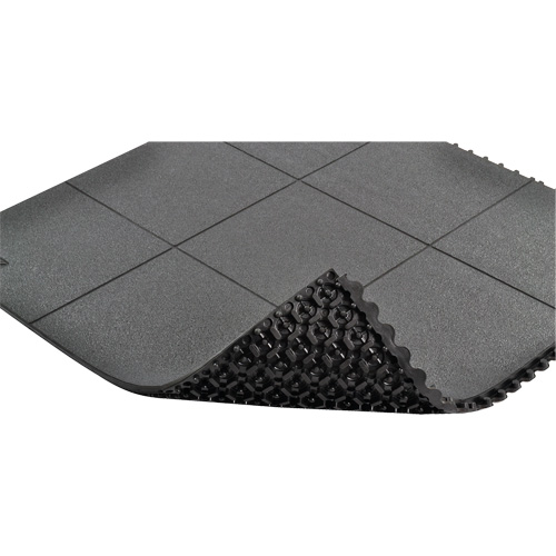 Tapis antifatigue &agrave; imbrication Cushion-Ease, Rugueux, 3' x 3' x 3/4", Noir, Caoutchouc naturel Seagulf Marine Industries Inc.