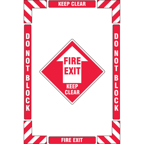 Trousse de marquage du sol ?Fire Exit? (sortie de secours), Adh&eacute;sif, Anglais avec pictogramme Seagulf Marine Industries Inc.